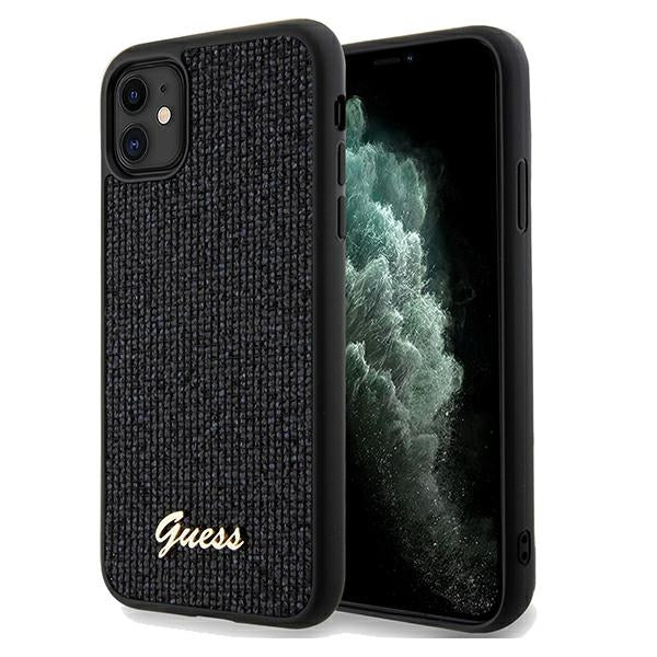 Guess GUHCN61PMSDGSK iPhone 11 / Xr black hardcase Disco Metal Script