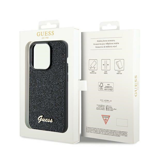 Guess GUHCP13LPMSDGSK iPhone 13 Pro black hardcase Disco Metal Script