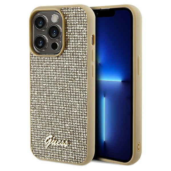 Guess GUHCP14XPMSDGSD iPhone 14 Pro Max gold hardcase Disco Metal Script