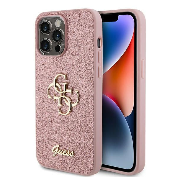GUESS Hardcase FIXED Glitter Big 4G Pink iPhone 15 Pro Max
