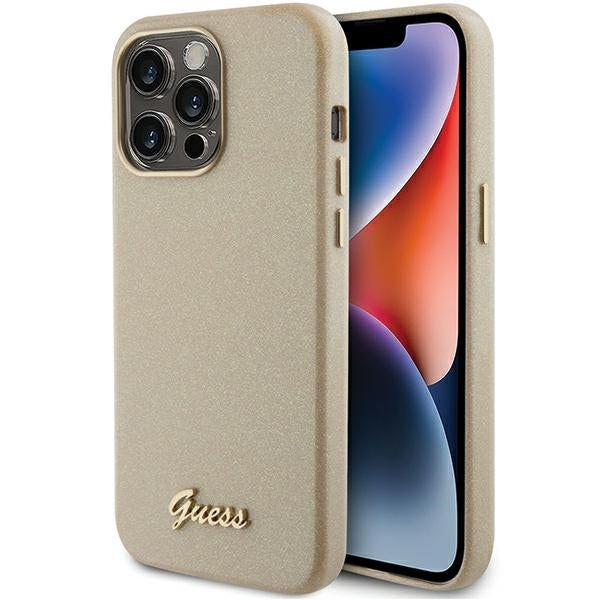 GUESS GUHCP15LPGMCSD HC FW PU GLITTER GLOSSY SCRIPT LIGHT GOLD iPhone 15 PRO