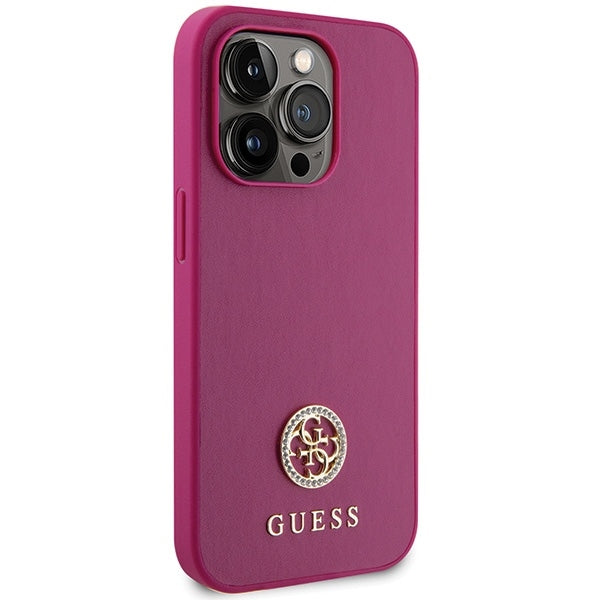 Guess GUHCP15XPS4DGPP iPhone 15 Pro Max Pink Hardcase Strass Metal Logo