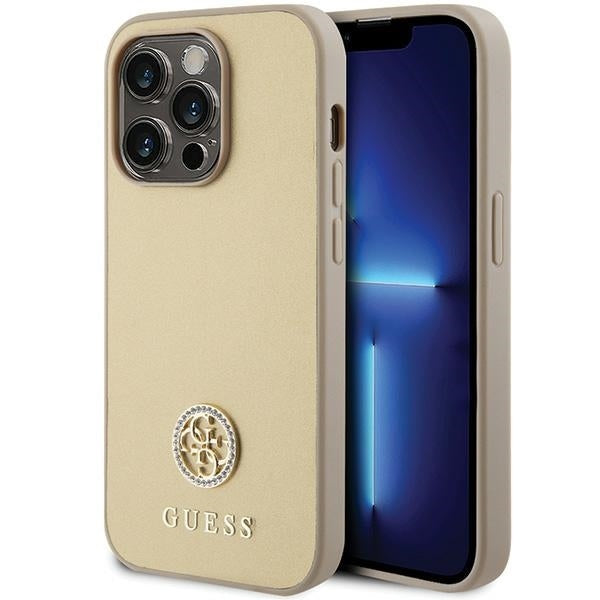 Guess GUHCP15LPS4DGPD iPhone 15 Pro Gold hardcase Strass Metal Logo
