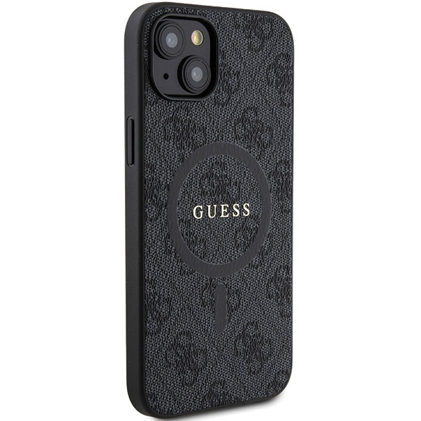 Guess GUHMP15SG4GFRK  iPhone 15 / 14 / 13 black hardcase 4G Collection Leather Metal Logo MagSafe