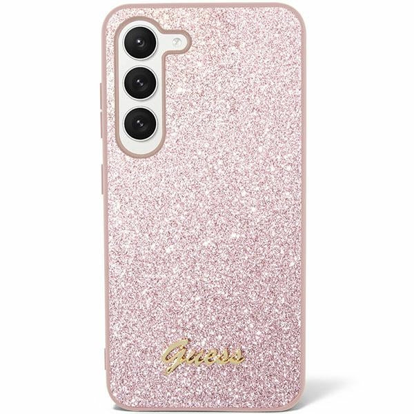 Guess GUHCS24SHGGSHP S24 S921 Pink hardcase Glitter Script