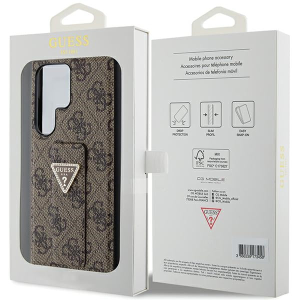 Guess GUHCS24LPGS4TDW S24 Ultra S928 brown hardcase Grip Stand 4G Triangle Strass