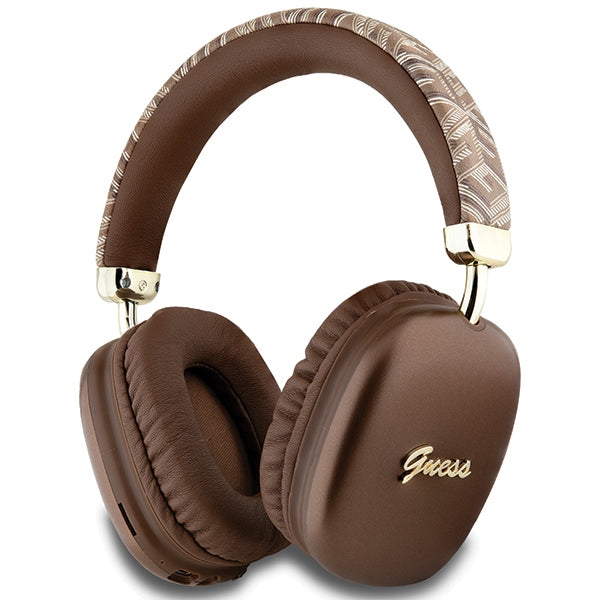 Guess Bluetooth on-ear headphones GUBHK1GCTCSW Brown Metallic Script Logo