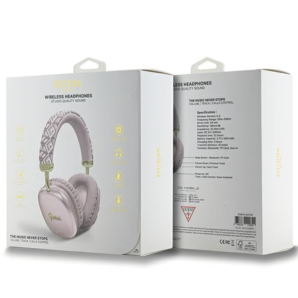 Guess Bluetooth on-ear headphones GUBHK1GCTCSP Pink Metallic Script Logo