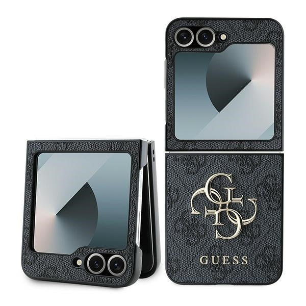 Guess Guhczf64gmggr z flip6 f741 zwart leer 4g metalen logo