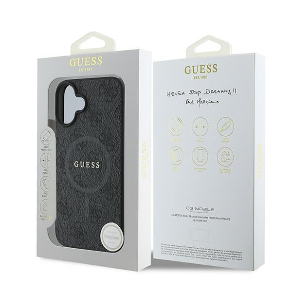 Guess Hardcase MagSafe PU 4G RING CLASSIC Logo Black iPhone 16