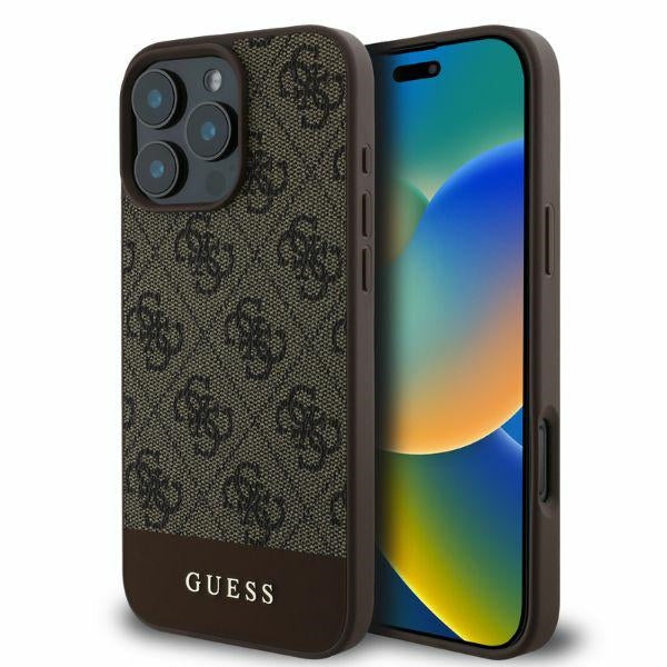 Guess GUHCP16XG4GLBR iPhone 16 Pro Max brown hardcase 4G Bottom Stripe