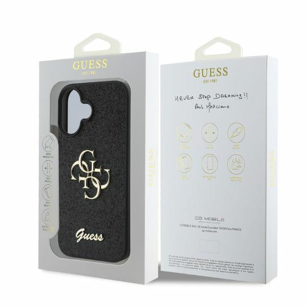 Guess GUHCP16SHG4SGK iPhone 16 black hardcase Fixed Glitter Big 4G