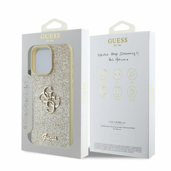 Guess GUHCP16XHG4SGD iPhone 16 Pro Max gold hardcase Fixed Glitter Big 4G