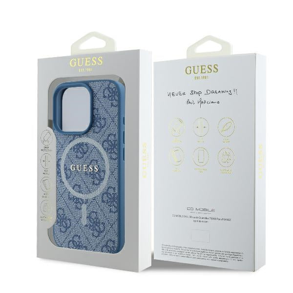 Guess GUHMP16LG4GFRB iPhone 16 Pro blue hardcase 4G Ring Classic Logo MagSafe