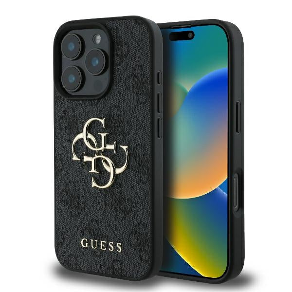 Guess GUHCP16X4GMGGR Hardcase 4G PU Big Logo Black iPhone 16 Pro Max