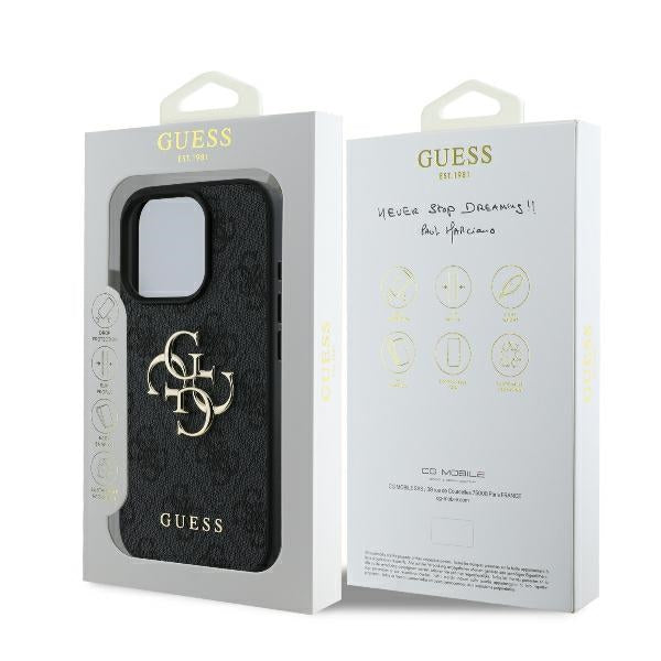 Guess GUHCP16X4GMGGR Hardcase 4G PU Big Logo Black iPhone 16 Pro Max