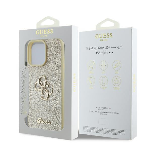 Guess GUHCP16LHG4SGD iPhone 16 Pro Gold hardcase Fixed Glitter Big 4G