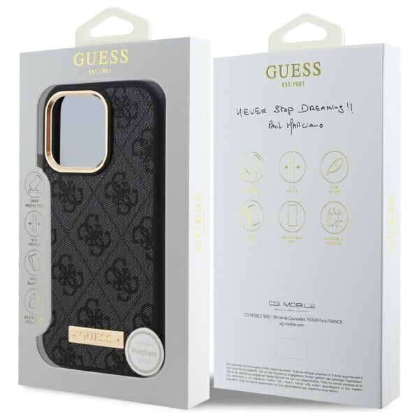 Guess GUHMP16XU4GPRK iPhone 16 Pro Max black hardcase 4G Logo Plate MagSafe