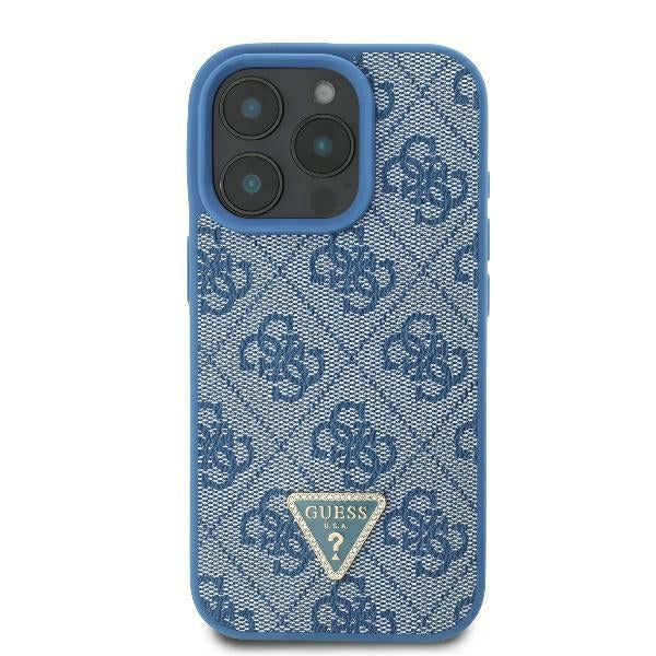 Guess GUHCP16SP4TDSCPB iPhone 16 blue hardcase Leather Metal Logo Strass Crossbody