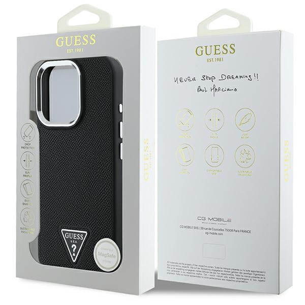 Guess GUHMP16LPGTSPSK iPhone 16 Pro black hardcase Grained Triangle MagSafe