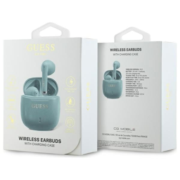 Guess Bluetooth headphones GUTWSJ14ESGQ TWS + docking station turquoise Printed Classic Logo