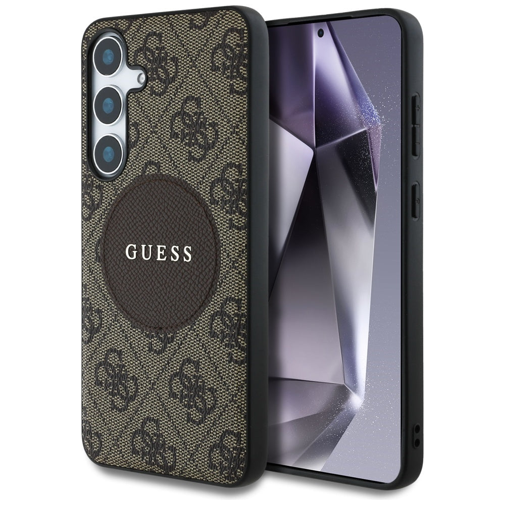 Guess GUHMS25SP4PGRSGW 4G Round Patch Classic Logo MagSafe for Samsung Galaxy S25 brown