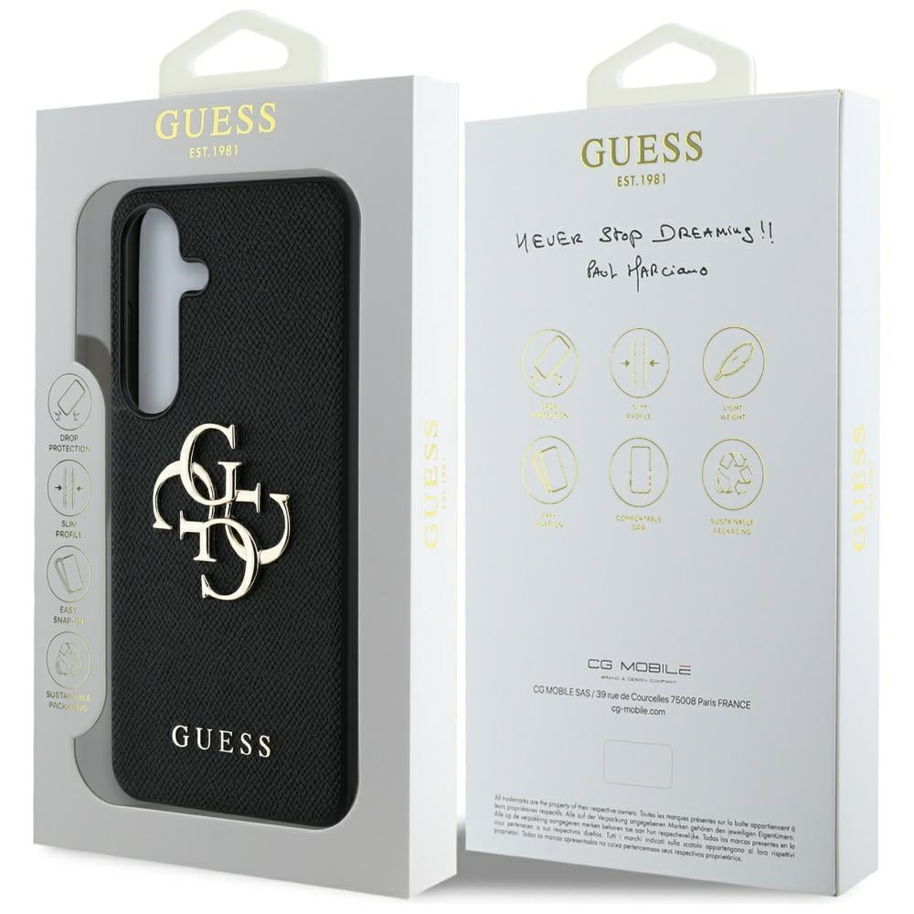 Guess GUHCS25SPGT4MBK hardcase Grained Big 4G Logo Small Classic Logo for Galaxy S25 Black