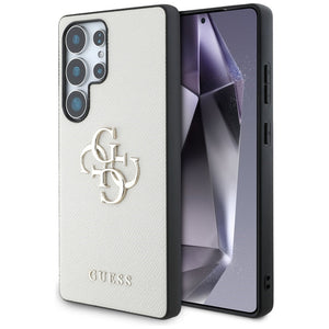 Guess GUHCS25LPGT4MBE hardcase for Galaxy S25 Ultra Grained Big 4G Logo Small Classic Logo beige 