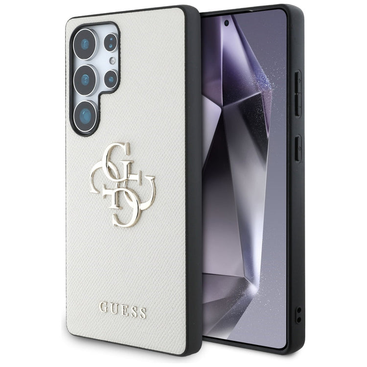 Guess GUHCS25LPGT4MBE hardcase for Galaxy S25 Ultra Grained Big 4G Logo Small Classic Logo beige 