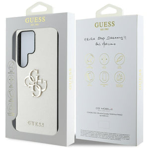Guess GUHCS25LPGT4MBE hardcase for Galaxy S25 Ultra Grained Big 4G Logo Small Classic Logo beige 