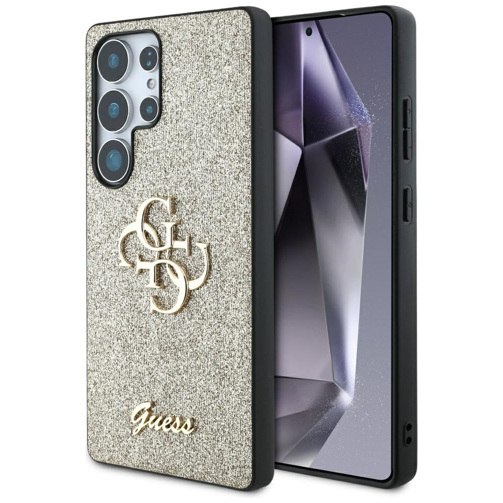 Guess GUHCS25LHG4SGD Fixed Glitter Big 4G Metal Logo Case for Samsung Galaxy S25 Ultra Golden