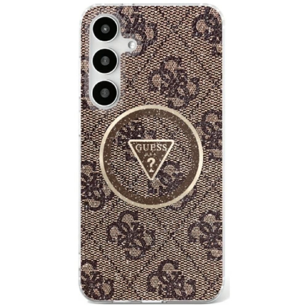 Guess GUHMS25SHG4PRTGW 4G Glitter Triangle Buttons MagSafe for Galaxy S25 Brown