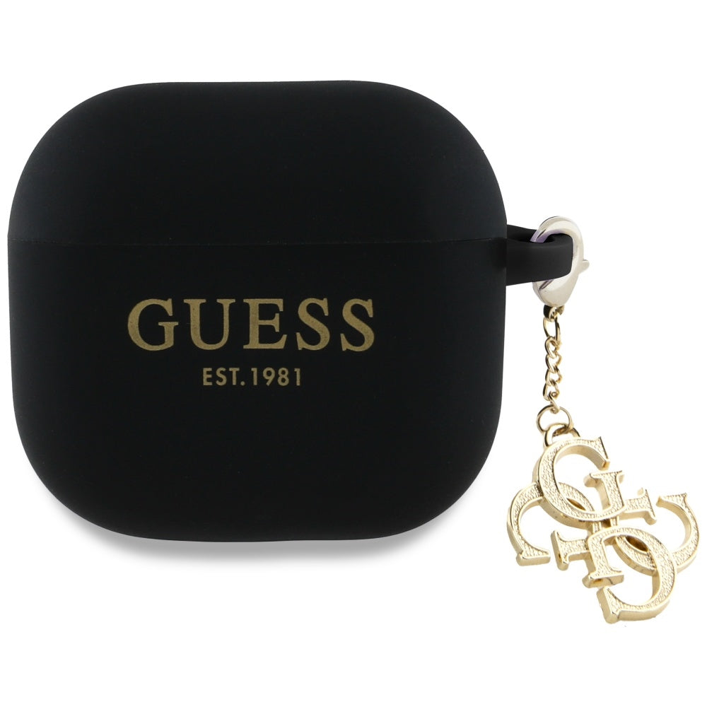 Guess GUA4LECG4K AirPods 4 cover black Silicone 4G Charm