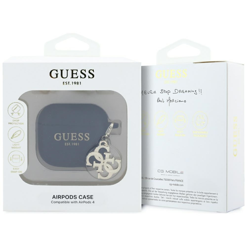 Guess GUA4LECG4K AirPods 4 cover black Silicone 4G Charm