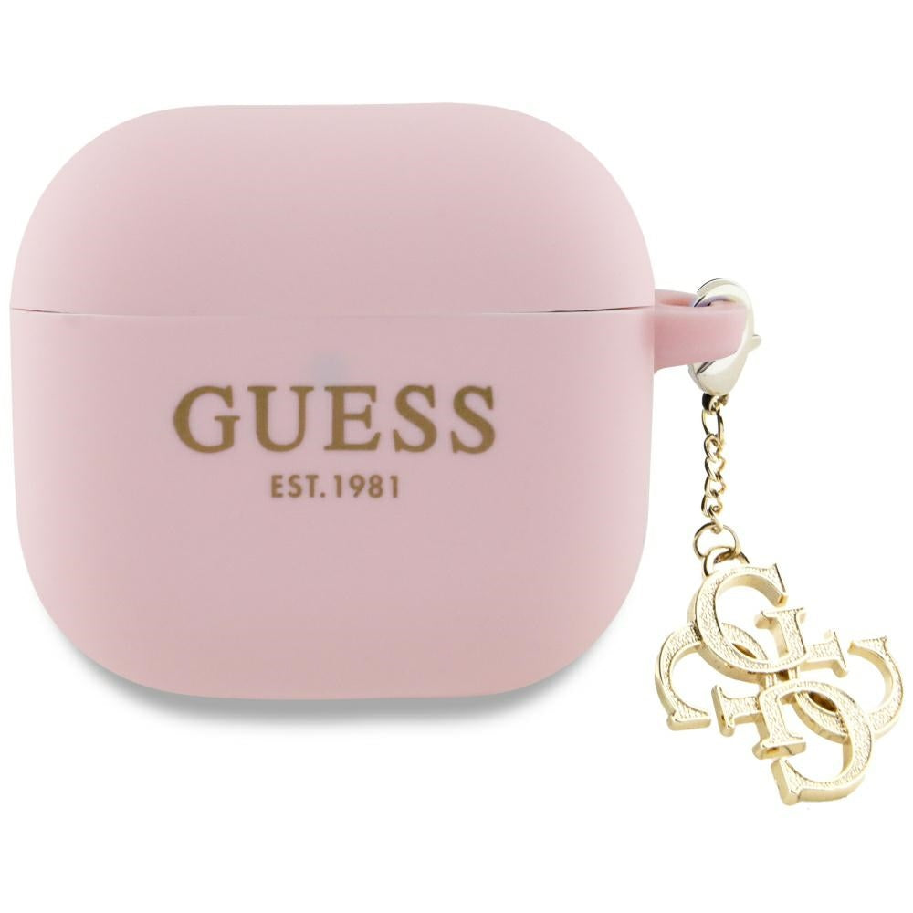 Guess GUA4LECG4P AirPods 4 cover Pink Silicone 4G Charm