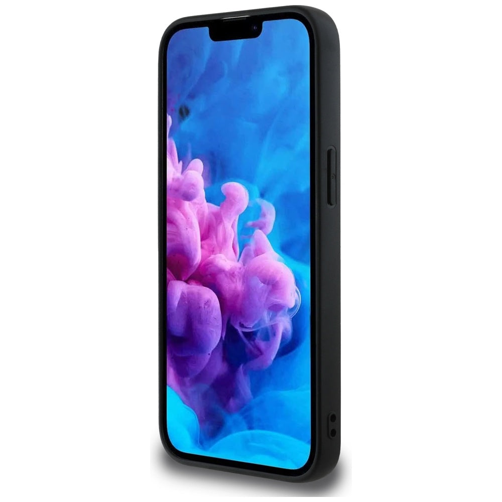 Guess GUHCPSE4P4TDPK iPhone 16E black MagSafe hardcase PU Leather Triangle Strass