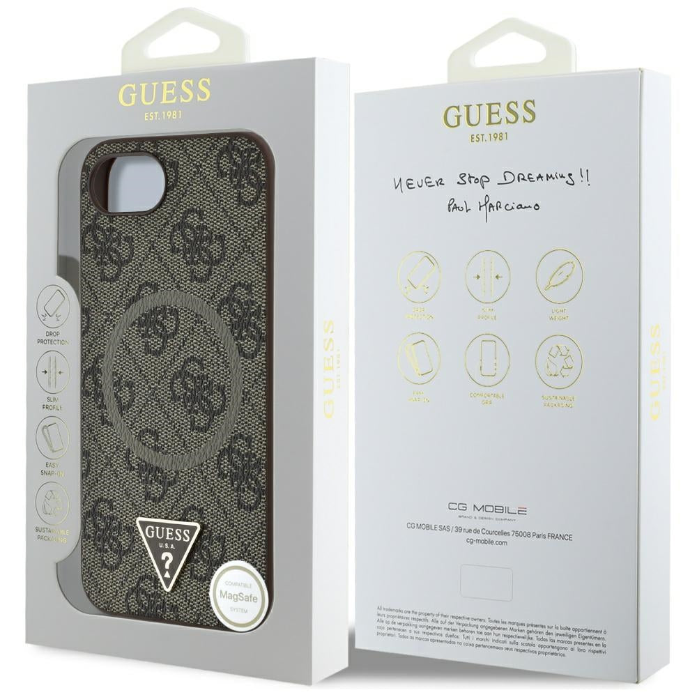 Guess GUHMPSE4P4TDPW iPhone 16E brown hardcase 4G Ring Classic Logo MagSafe