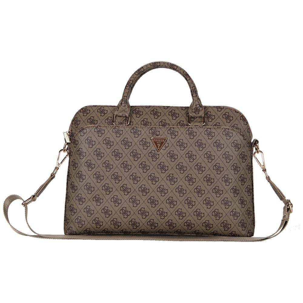 Guess Guess 4G Zipper Pocket Triangle Logo 15" brown