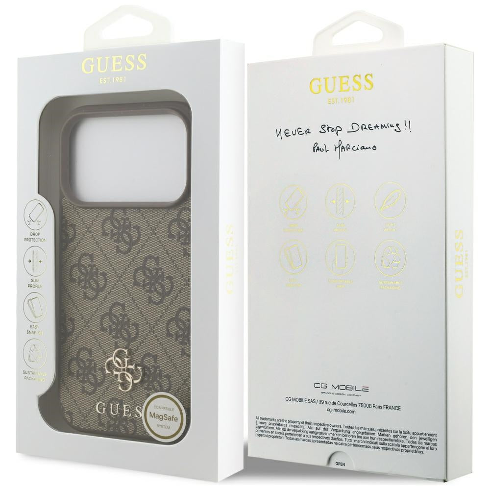 Guess GUHMP17LP4SM4MW 4G Small 4G and Classic MagSafe case for iPhone 17 Pro Brown