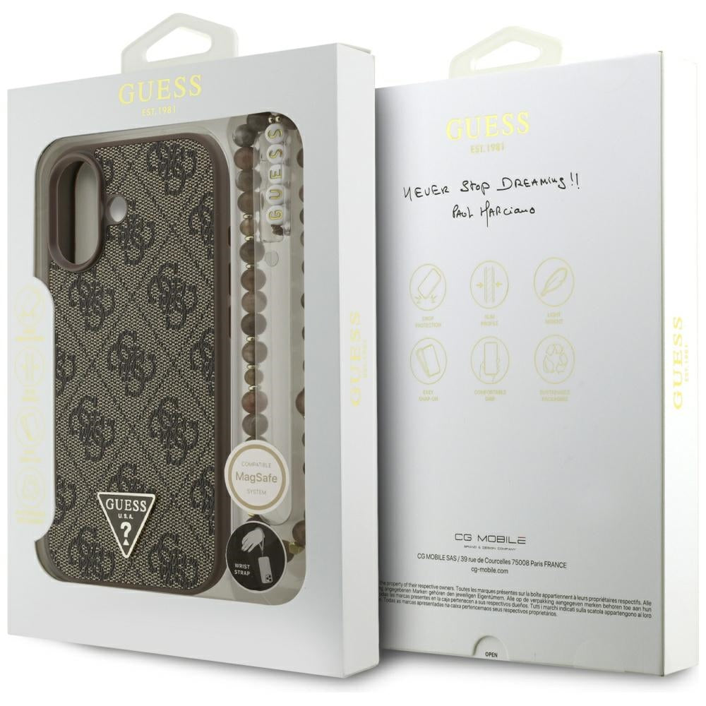 Guess GUHMP17SP4TSDPPSW 4G Strap Triangle Logo MagSafe case for iPhone 17 brown
