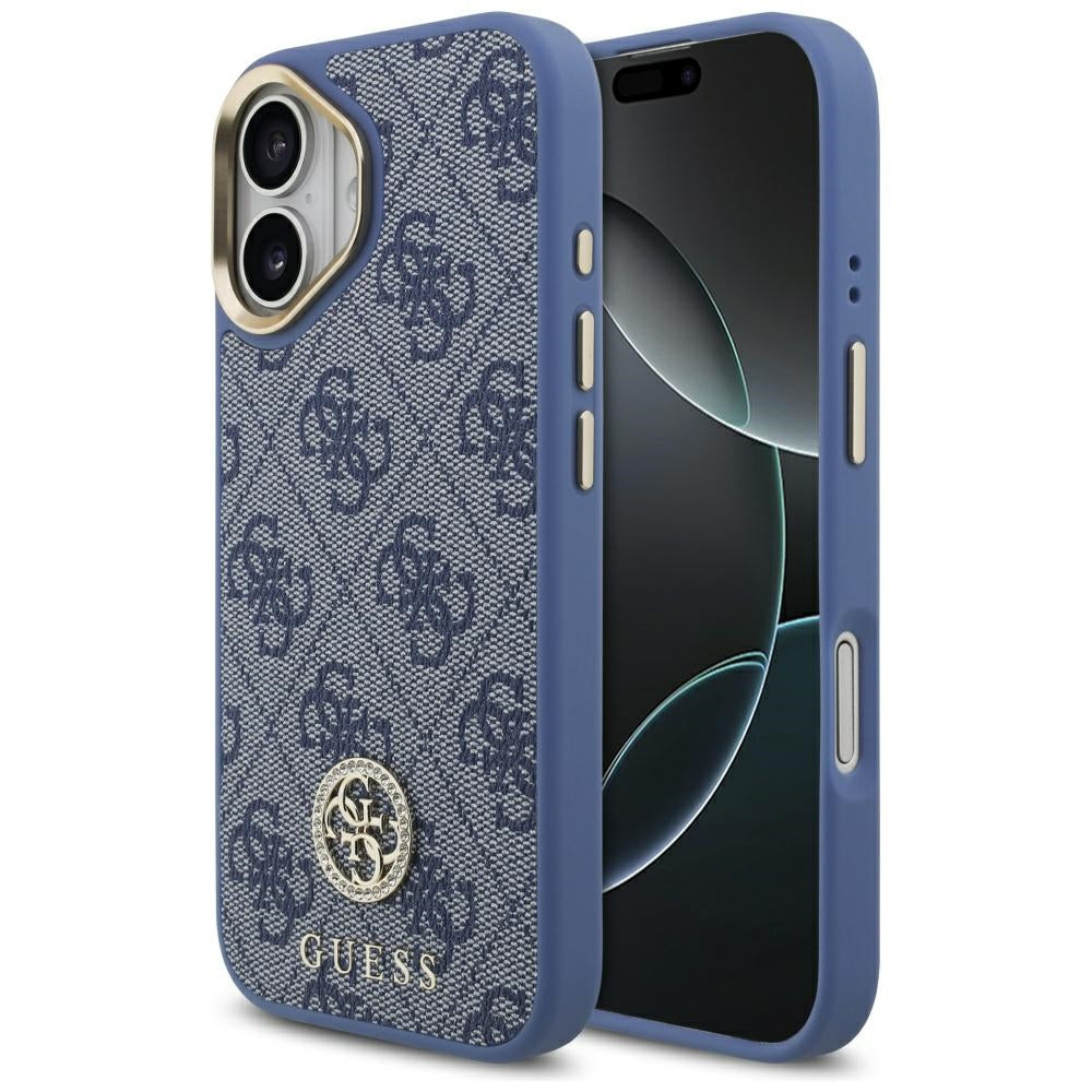 GUESS GUHMP17SP4GRMDEB Hardcase MagSafe PU W/ 4G PU Strass Logo Blue for iPhone 17