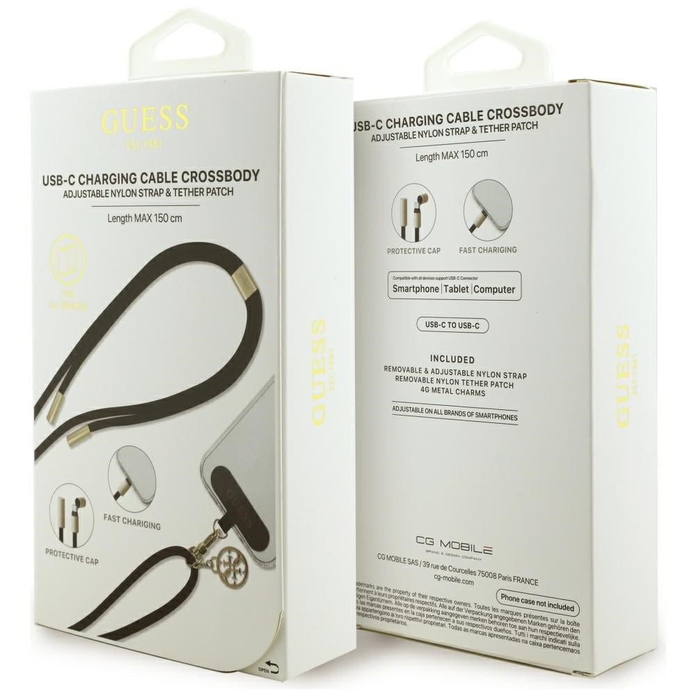 Guess CBDY 4G Charm with USB-C/USB-C 150cm Cable black