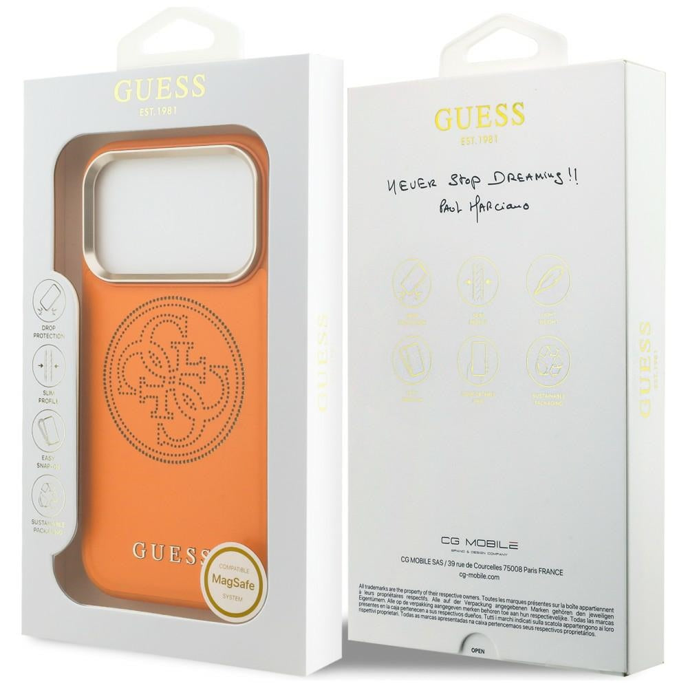 Guess GUHMP17X5PG4SRGO Perforated 4G MagSafe for iPhone 17 Pro Max Orange