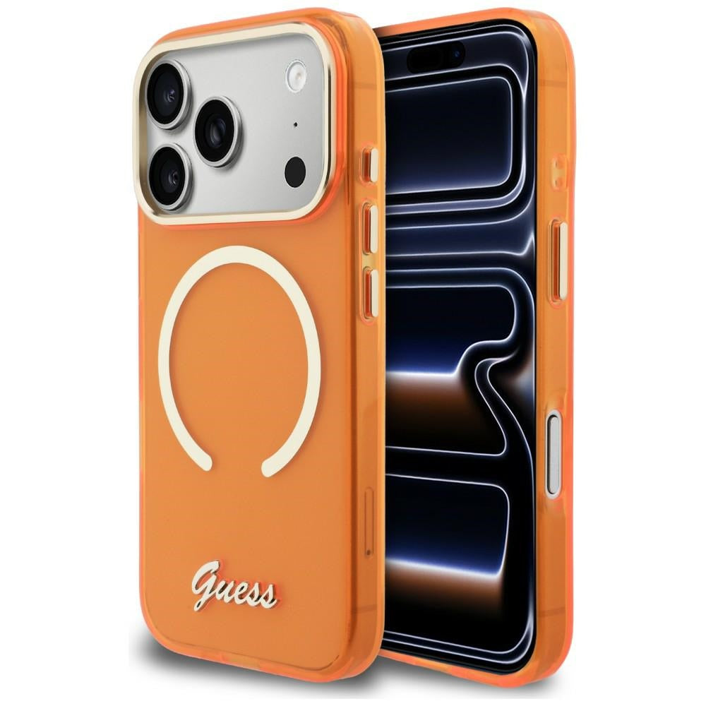 Guess GUHMP17X5HTCSMSO IML Script Metal MagSafe for iPhone 17 Pro Max Orange