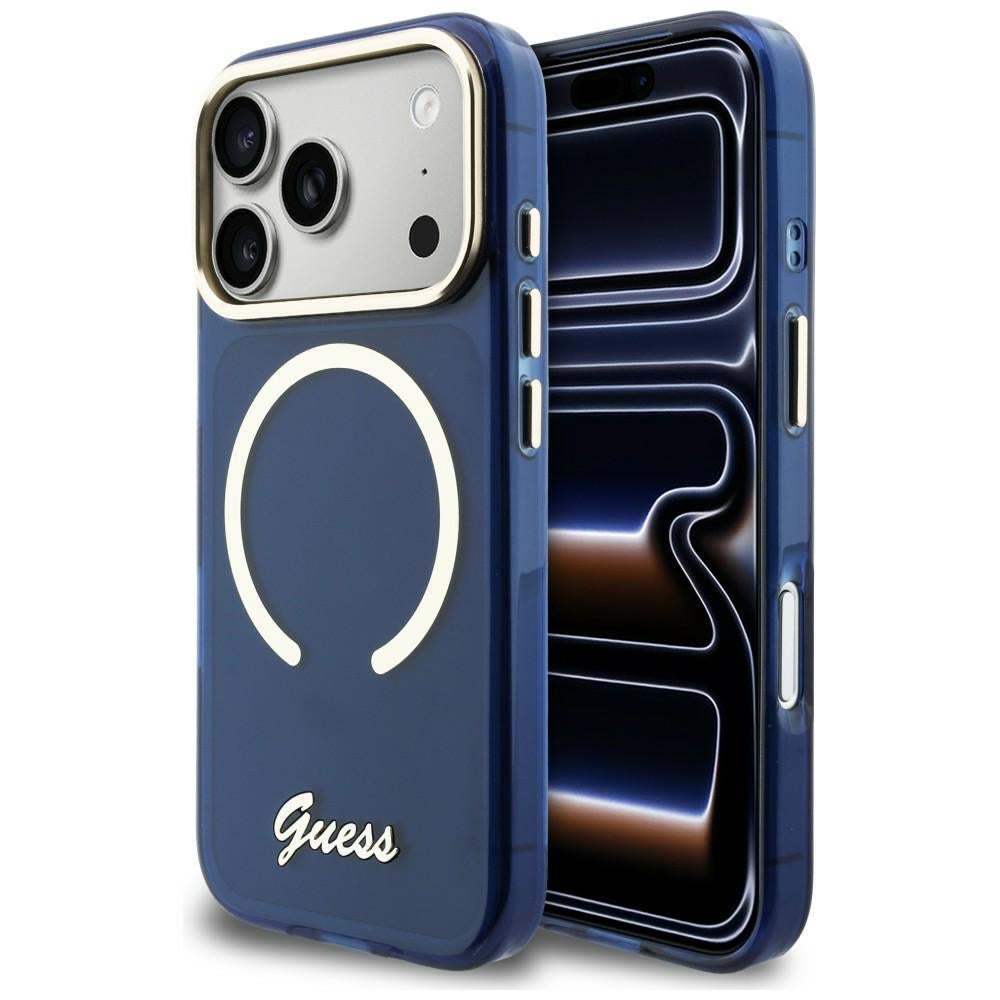 Guess GUHMP17X5HTCSMSB IML Script Metal MagSafe for iPhone 17 Pro Max Blue