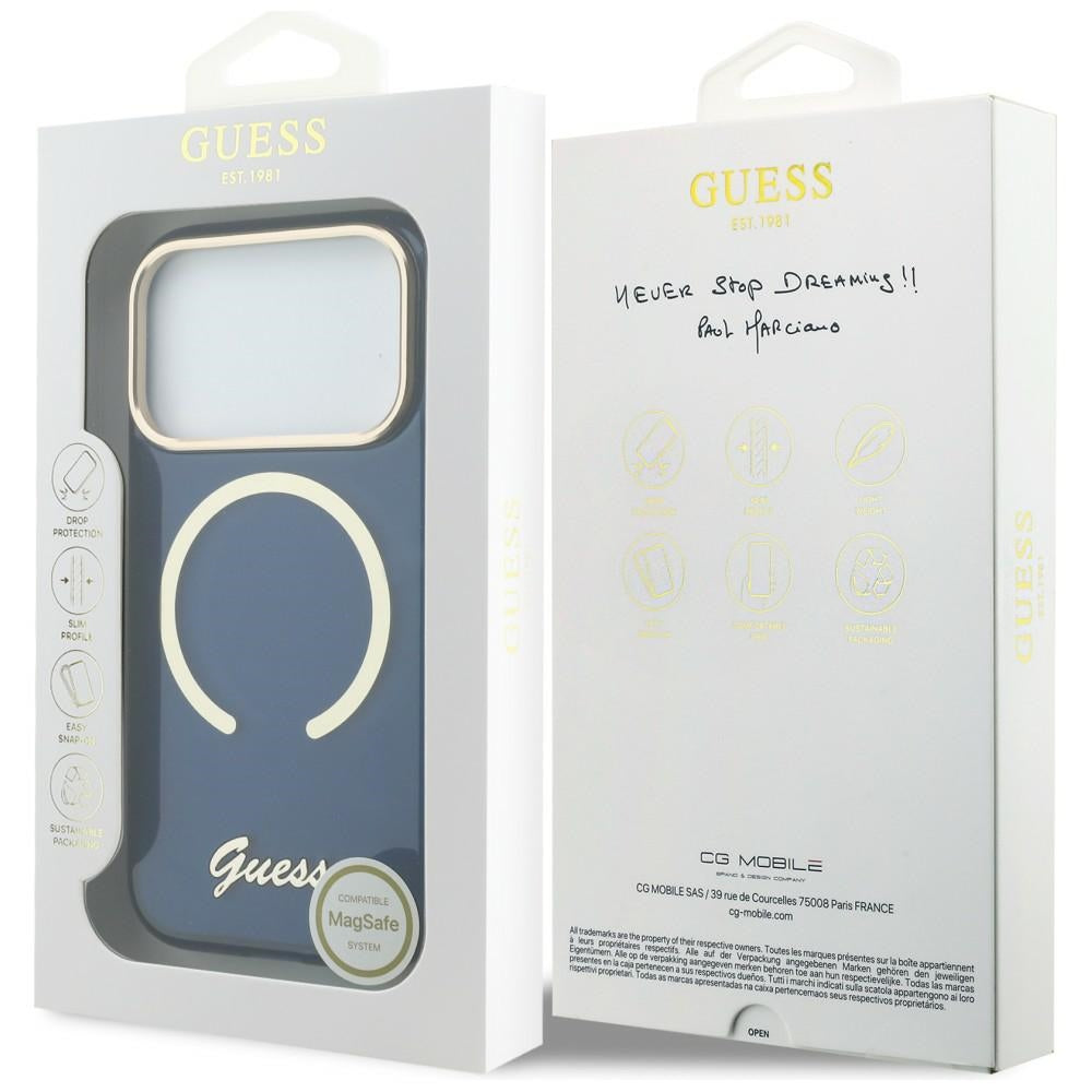 Guess GUHMP17X5HTCSMSB IML Script Metal MagSafe for iPhone 17 Pro Max Blue