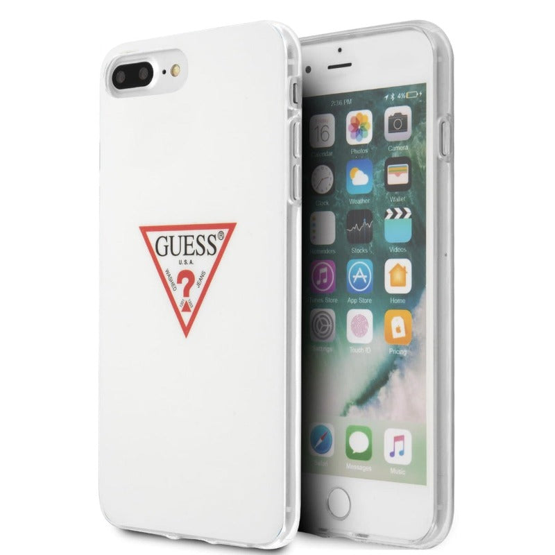 Guess iPhone 8 PLUS/7 Plus - Hard Case White SHINY RED TRIANGLE Logo