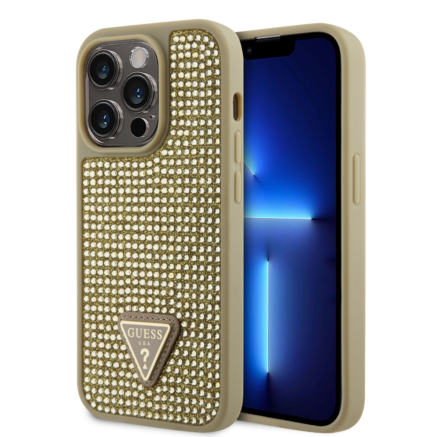 Guess Hardcase Righestone Tringle Gold iPhone 15 Pro