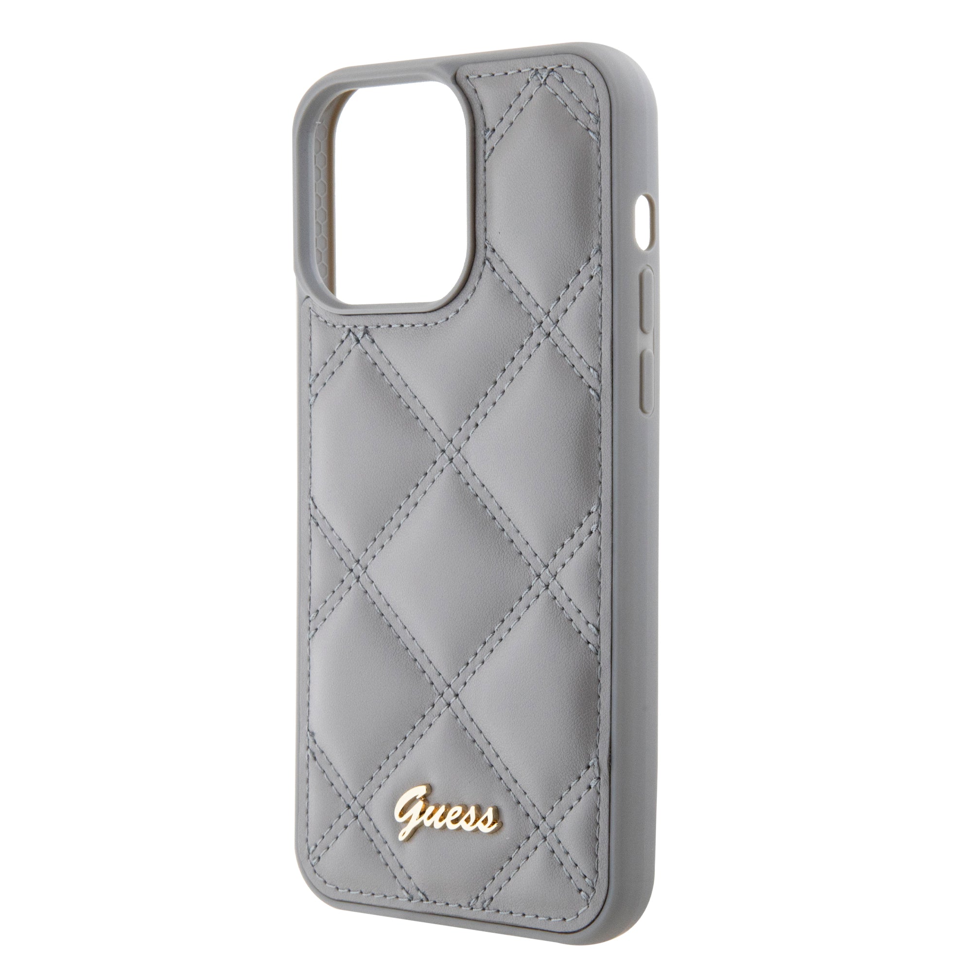 GUESS PU LEATHER HC QUILTED EDITION METAL LOGO GREY iPhone 15 / 14 / 13