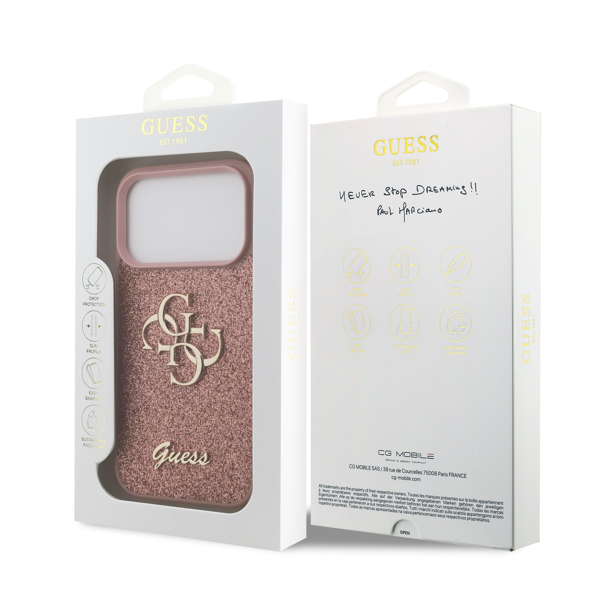 GUESS GUHCP17LHG4SGP HardCase Fixed Glitter Big 4G  Pink iPhone 17 Pro